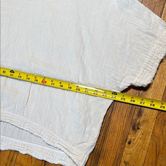 9SEED Women's 100% Slub Cotton Short Sleeve Cream Top Raw Hems Boxy‎ Fit Size 1 - Picture 4 of 11